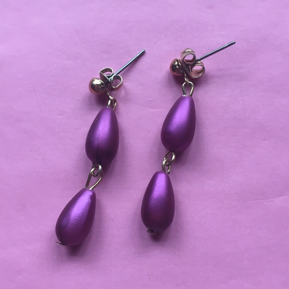Jewelry - Gold and Dark Purple Dangle Earrings